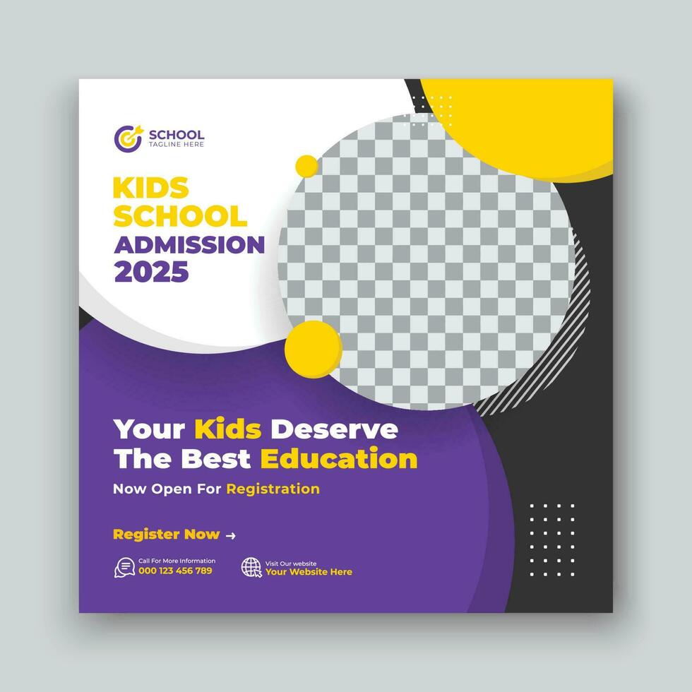 School admission social media post and web banner template vector