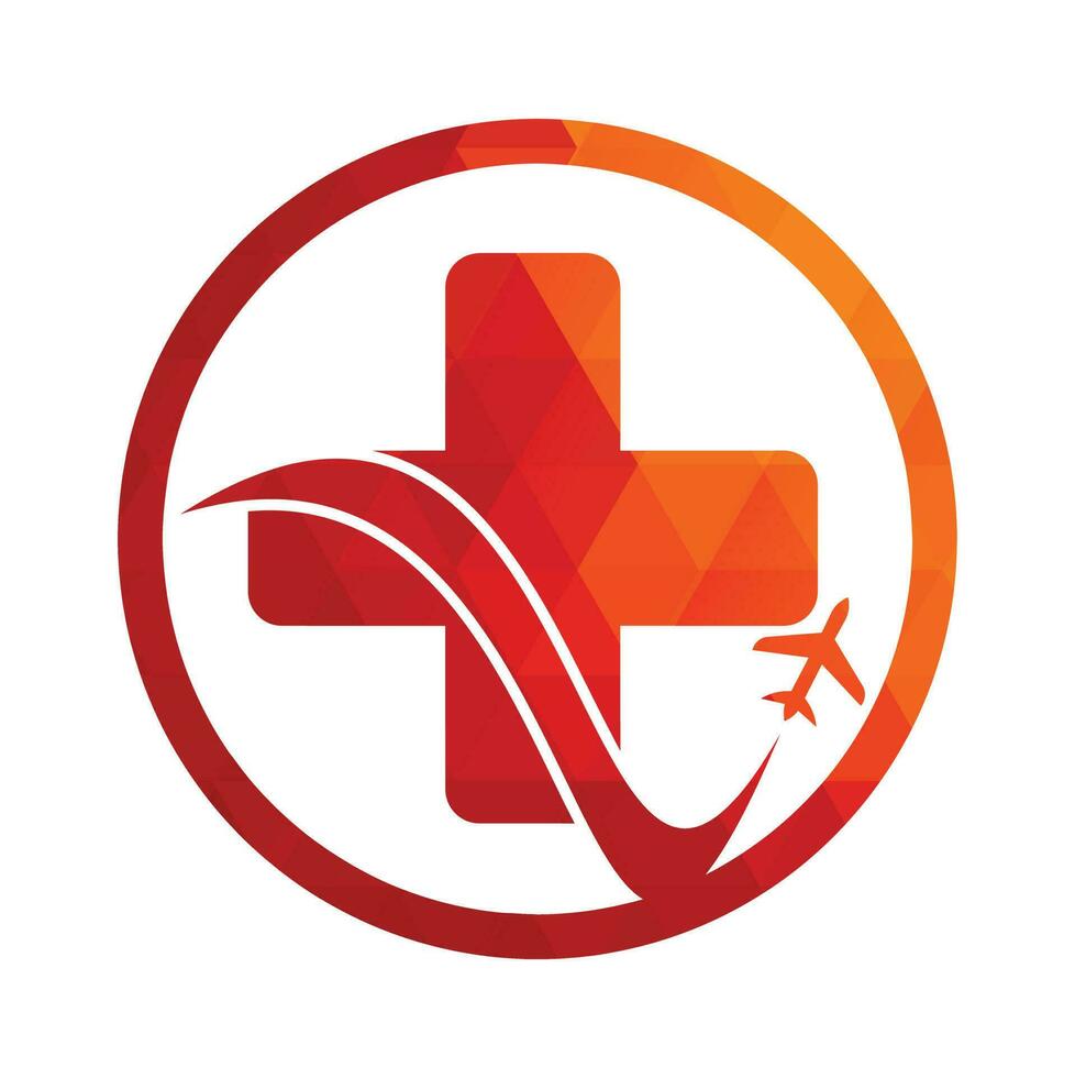 Medical travel with plane logo vector template. Medical Plane Travel