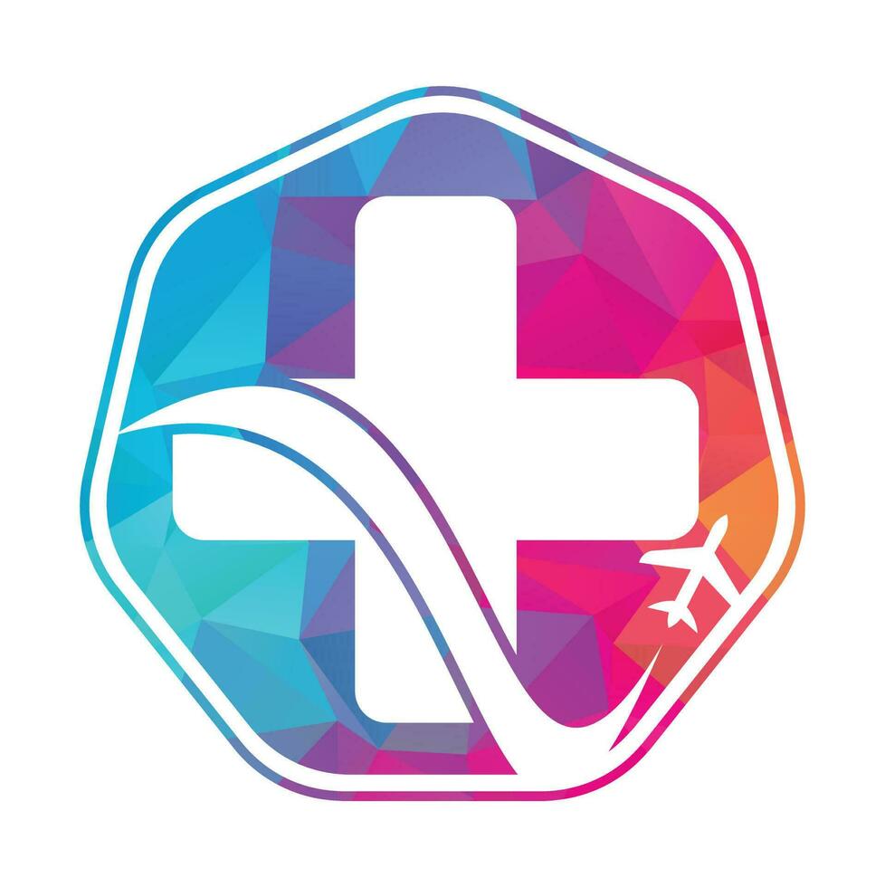 Medical travel with plane logo vector template. Medical Plane Travel Logo Template Design.