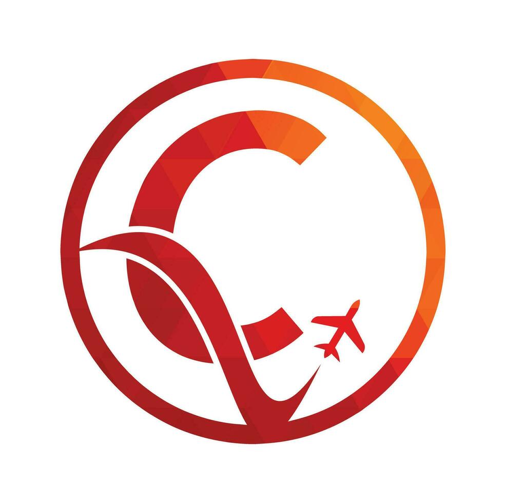 Letter C Air Travel Logo Design Template. C letter and plane logo design icon vector. vector