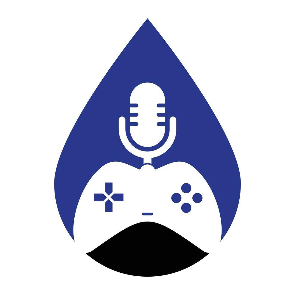 Game podcast and drop shape concept logo design. vector