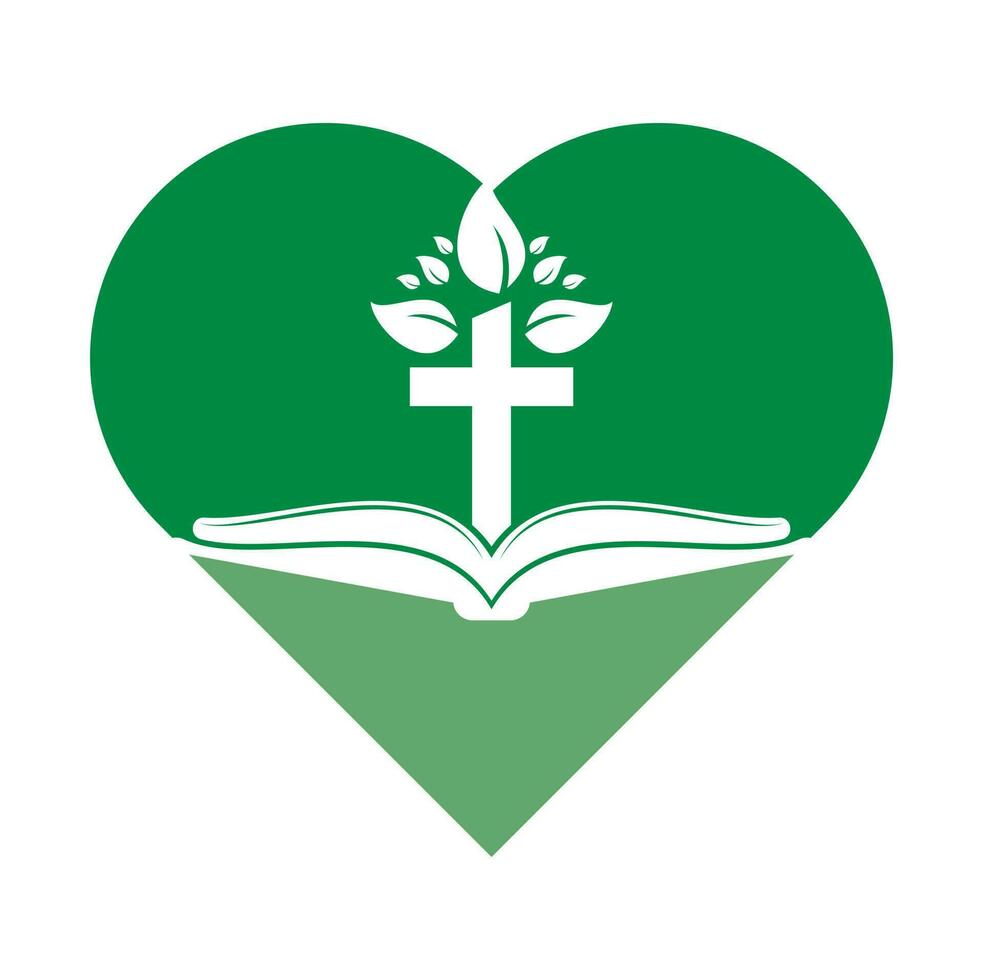 diseño del logotipo del árbol cruzado de la biblia. diseño de plantilla de vector de cruz de árbol de iglesia cristiana.