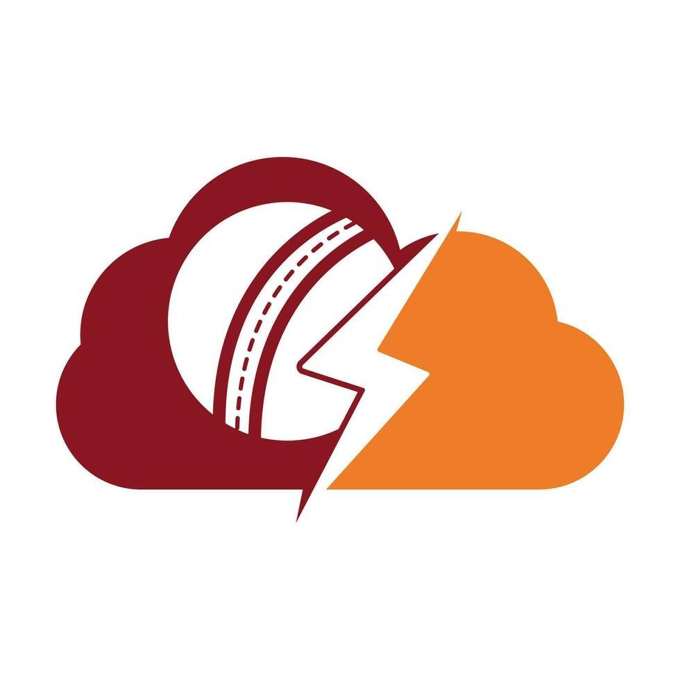 diseño del logotipo del vector del trueno de la bola de críquet. logotipo vectorial del club de cricket con diseño de rayo.