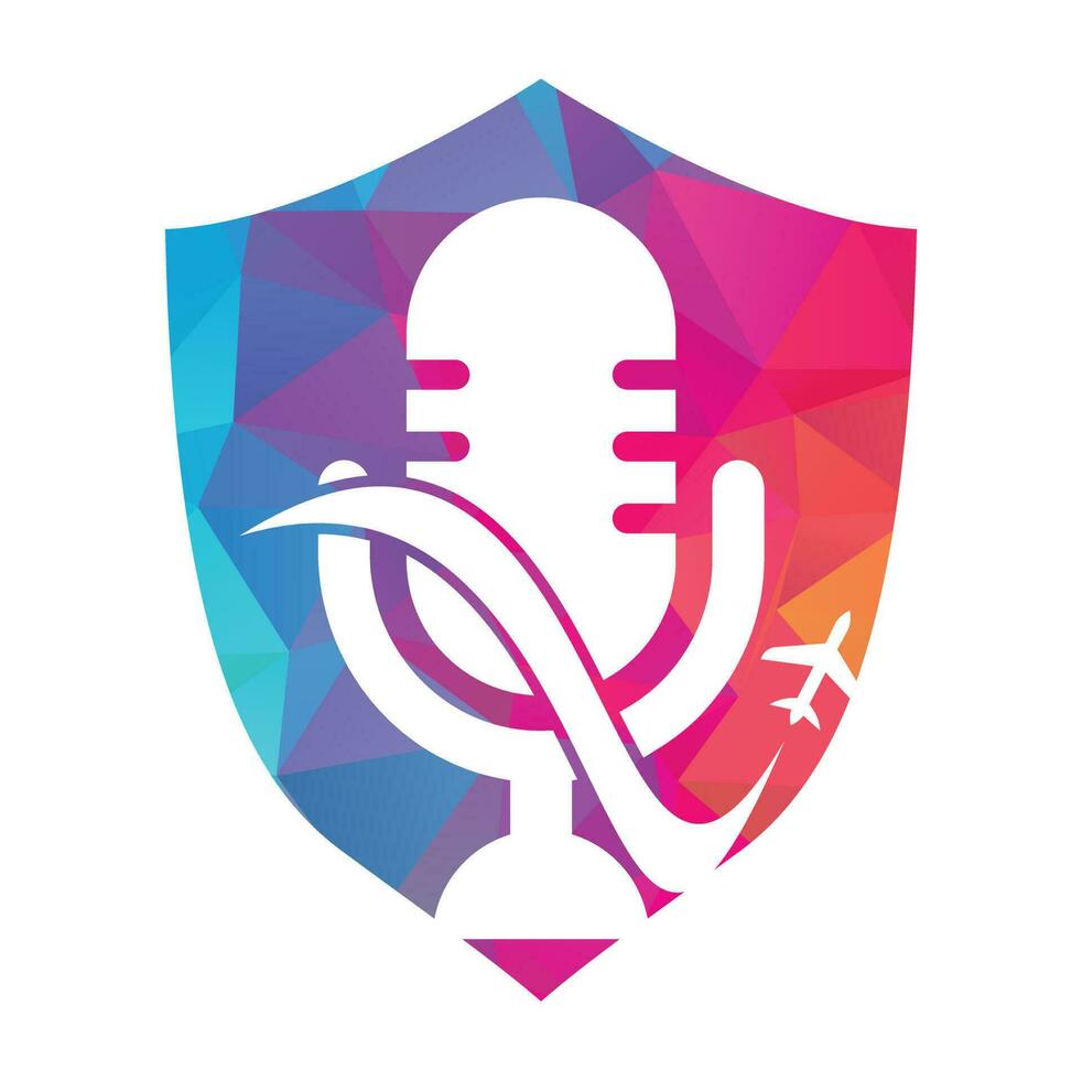 Traveling Podcast vector logo design template. Travel tourism vacation podcast logo concept.
