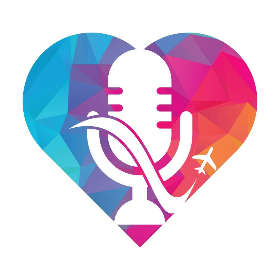 Traveling Podcast vector logo design template. Travel tourism vacation podcast logo concept.