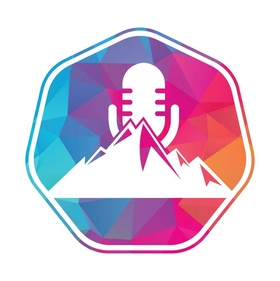 Podcast mountain vector logo design template.
