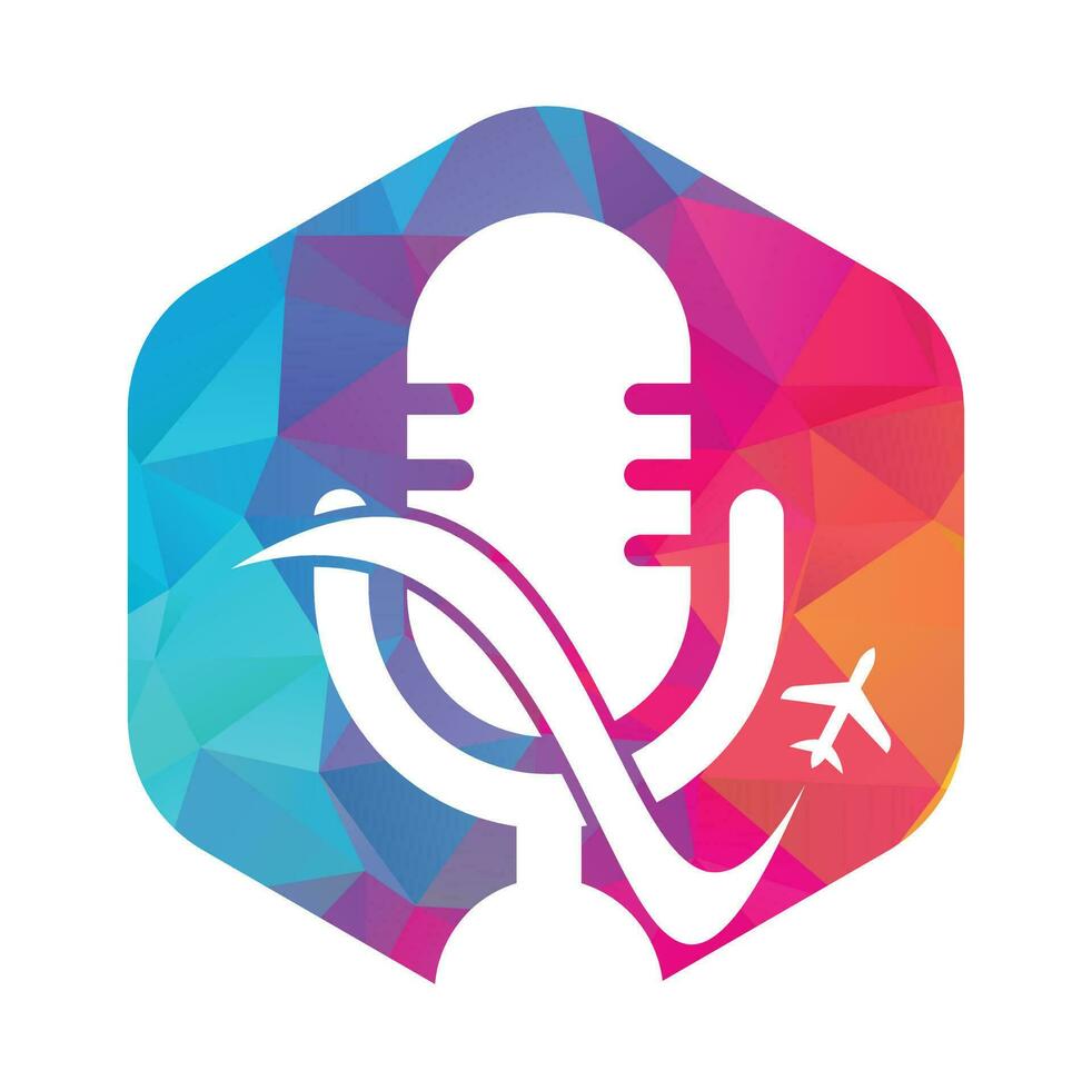 Traveling Podcast vector logo design template. Travel tourism vacation podcast logo concept.