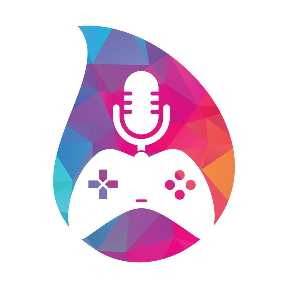 Game podcast and drop shape concept logo design. vector