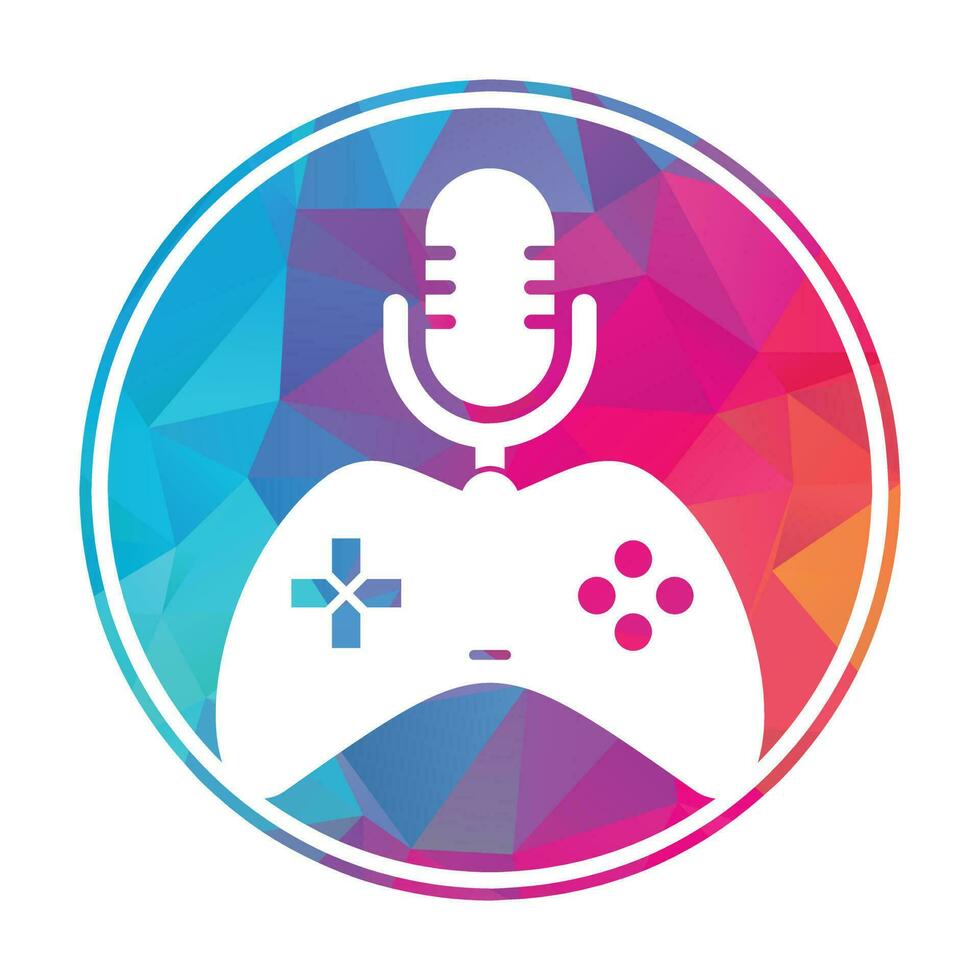 Gamepad and podcast logo design template. vector