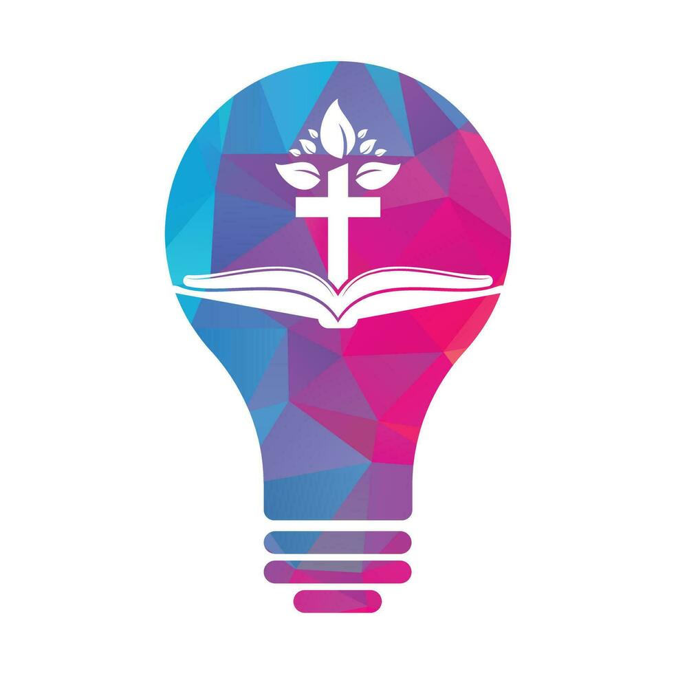 Bible Cross Tree Logo Design. Christian Church Tree Cross Vector Template Design.