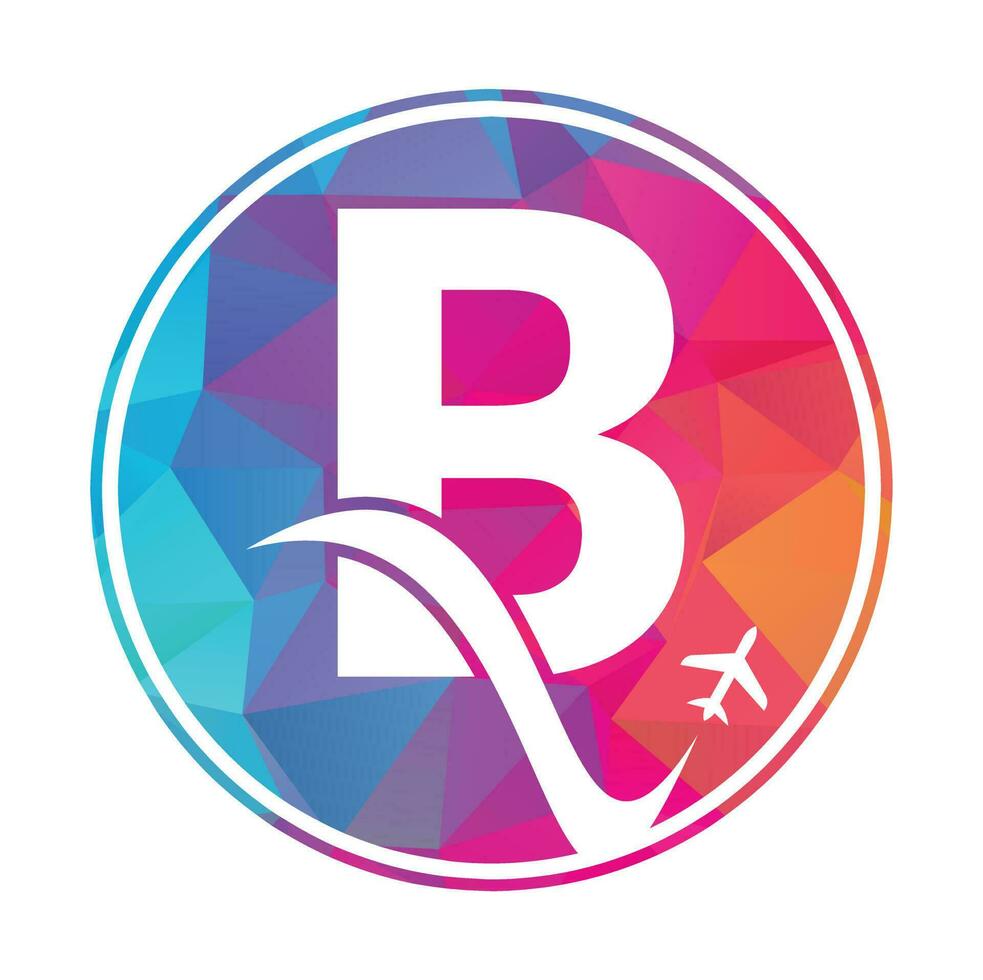 Letter B Air Travel Logo Design Template. B letter and plane logo design icon vector.. vector