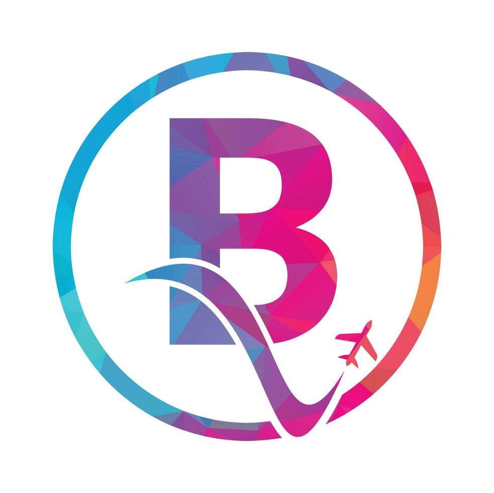 Letter B Air Travel Logo Design Template. B letter and plane logo design icon vector.. vector