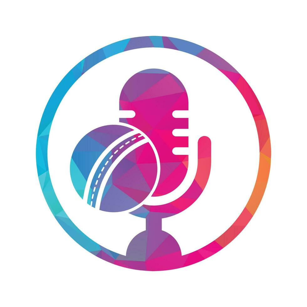 Cricket Podcast logo design template. Microphone and cricket ball logo concept design. vector