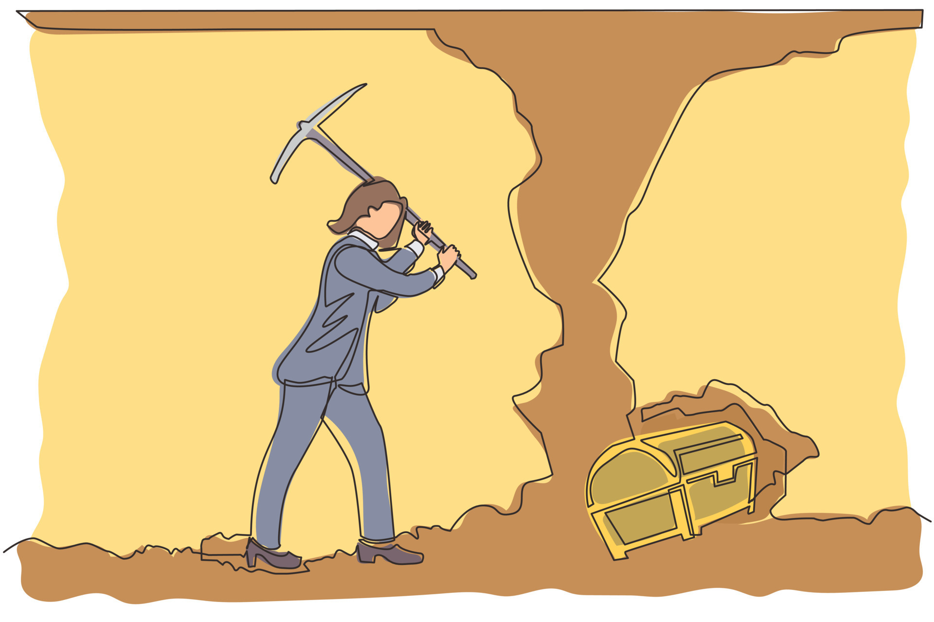 Person worker digging and mining for gold Vector Image