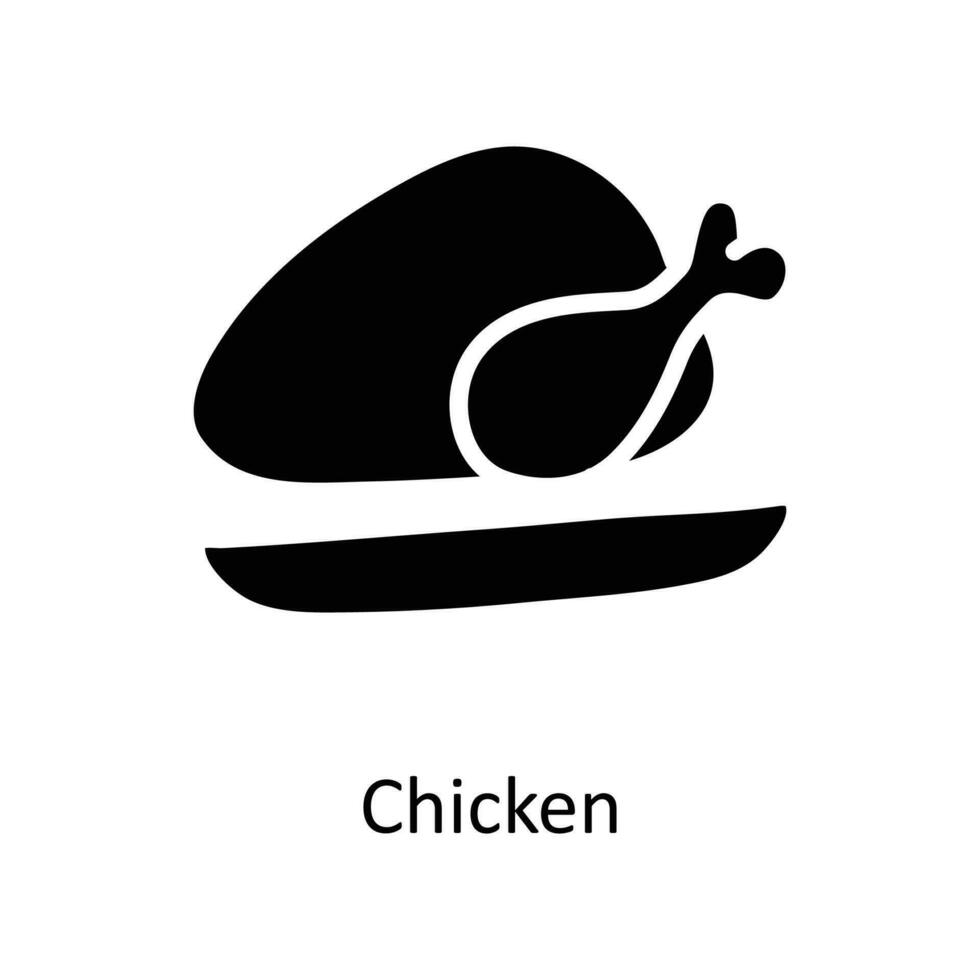 pollo vector sólido icono diseño ilustración. Navidad símbolo en blanco antecedentes eps 10 archivo