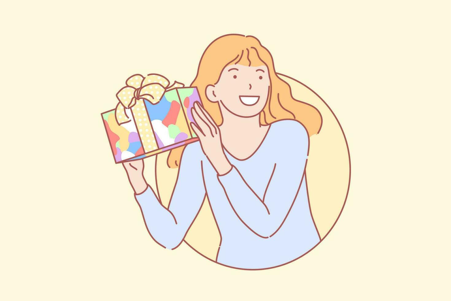 Birthday, gift, happiness, surprise concept. vector