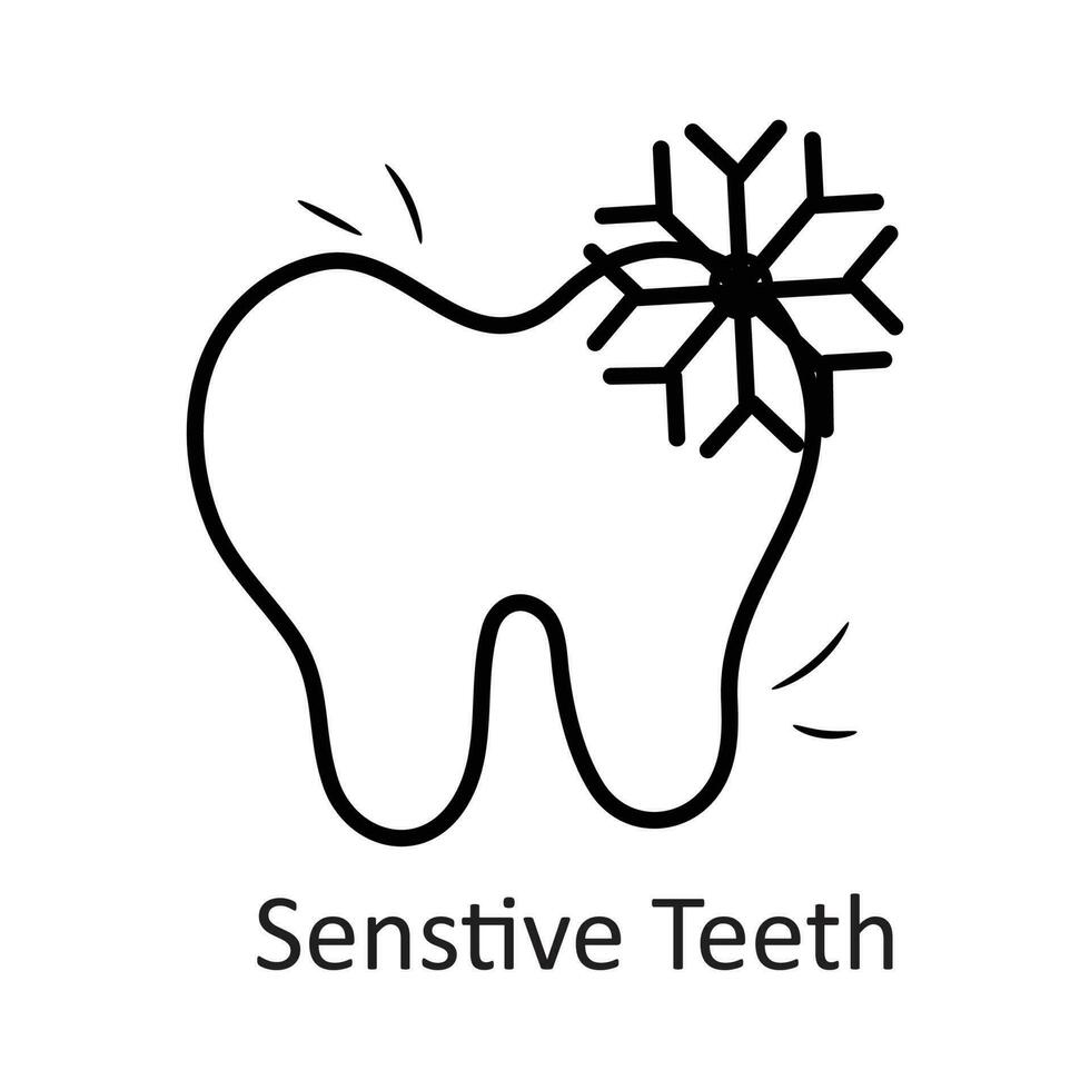 sensible dientes vector contorno icono diseño ilustración. dentista símbolo en blanco antecedentes eps 10 archivo