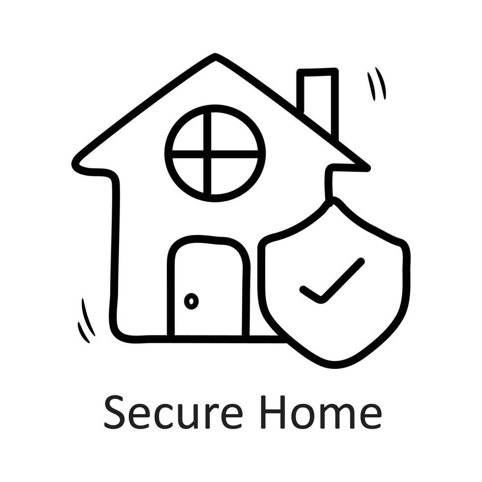 Secure Home vector outline Icon Design illustration. Security Symbol on White background EPS 10 File