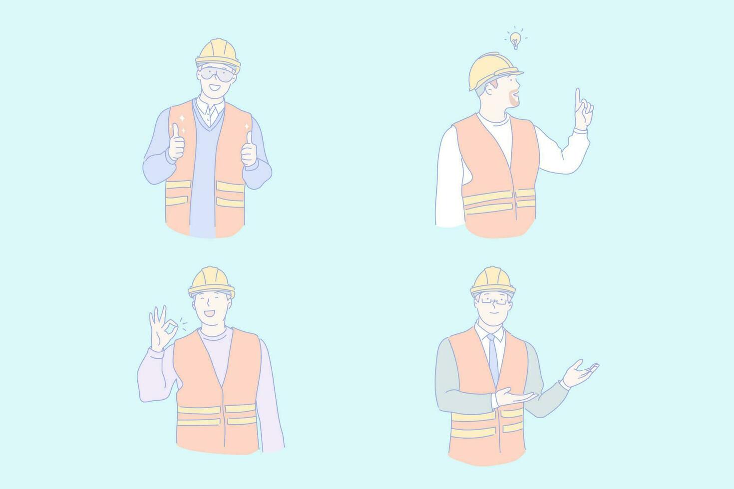 Civil engineer work, project idea, success, positive emotions concept vector