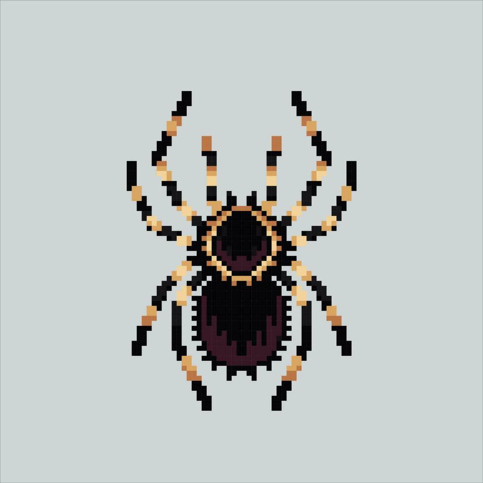 Pixel art illustration spider. Pixelated spider insect. Creepy enemy spider pixelated for the pixel art game and icon for website and video game. old school retro. vector