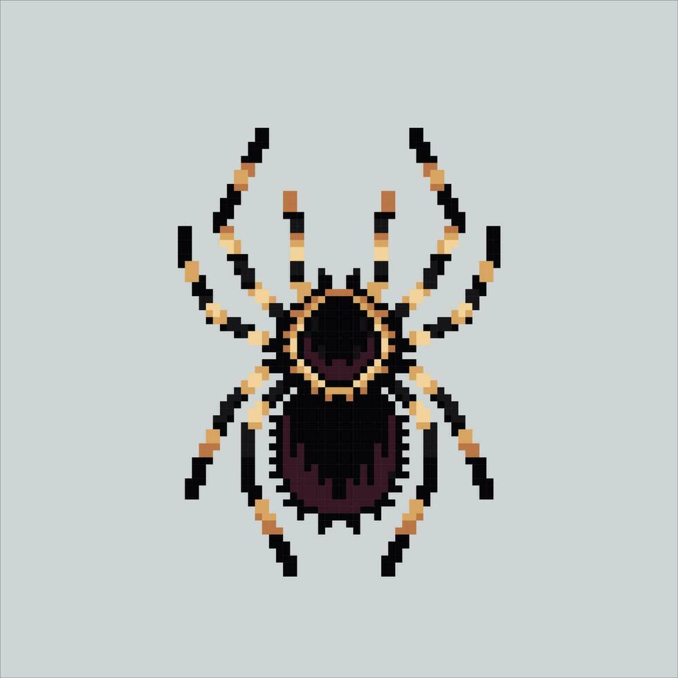 píxel Arte ilustración araña. pixelado araña insecto. Siniestro enemigo araña pixelado para el píxel Arte juego y icono para sitio web y vídeo juego. antiguo colegio retro vector