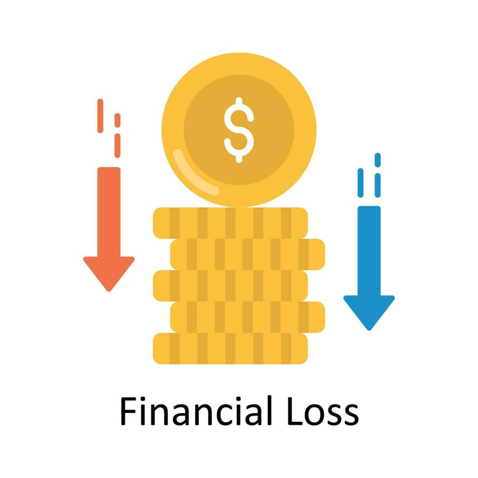 Financial Loss vector Flat Icon Design illustration. Finance Symbol on ...