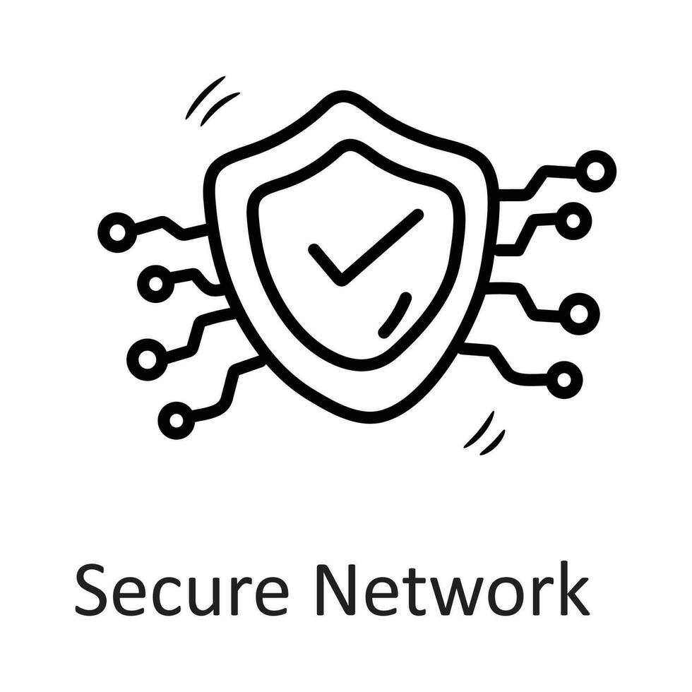 Secure Network vector outline Icon Design illustration. Security Symbol on White background EPS 10 File