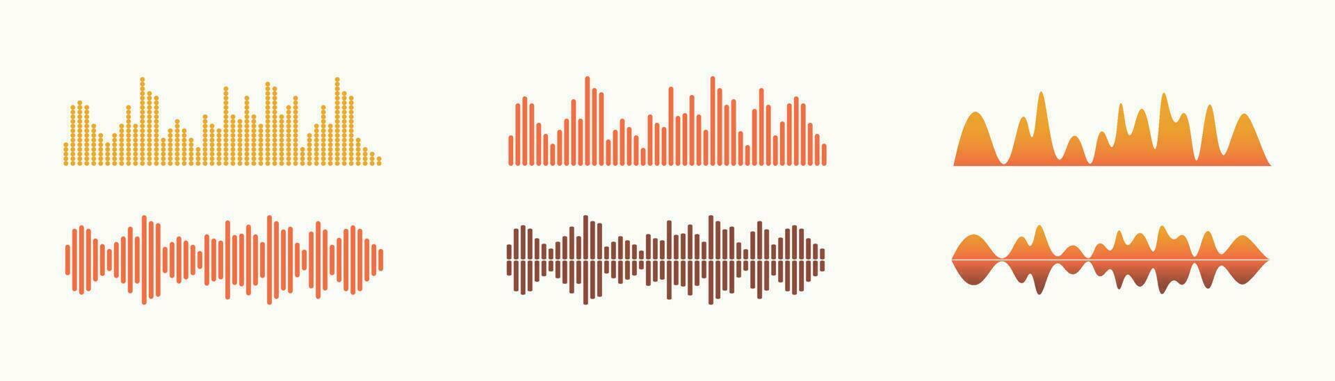 Sound wave, equalizer sound track. Set of vector isolated elements. Visual audio player.