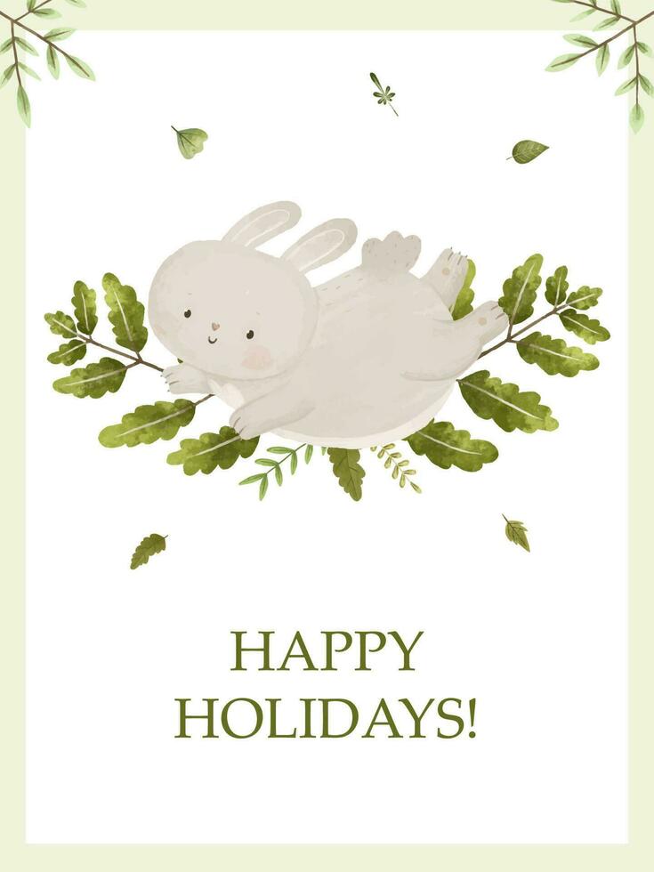 new year and christmas cards, cute childish hand painted illustration vector