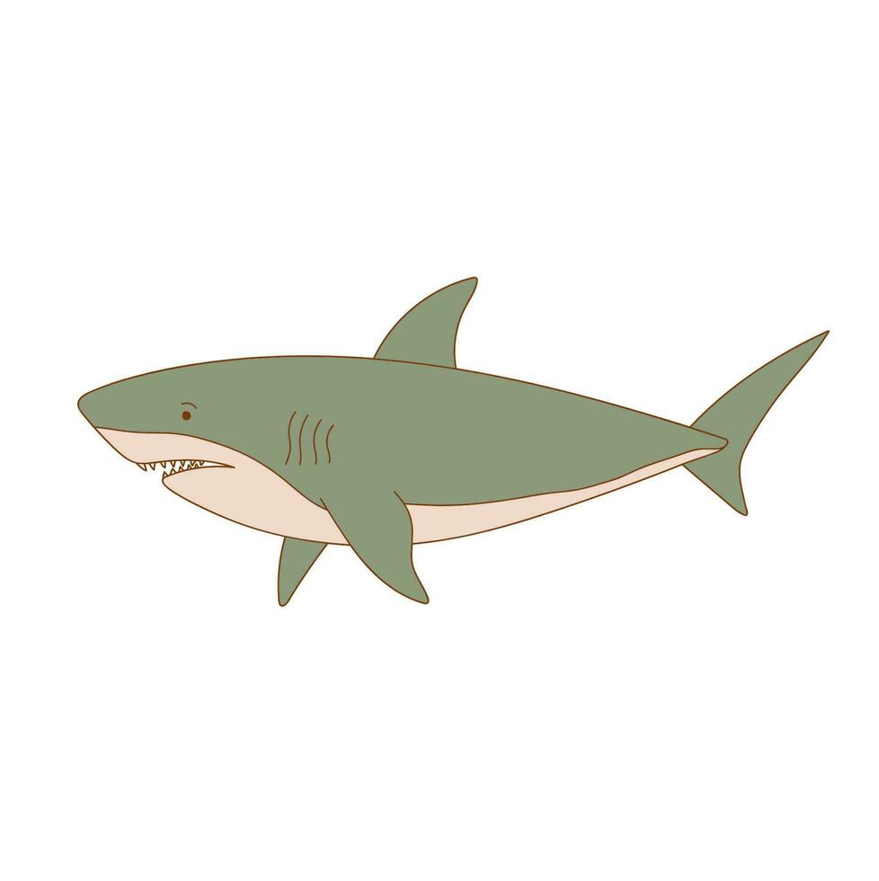 tiburón dibujos animados vector ilustración aislado en blanco antecedentes