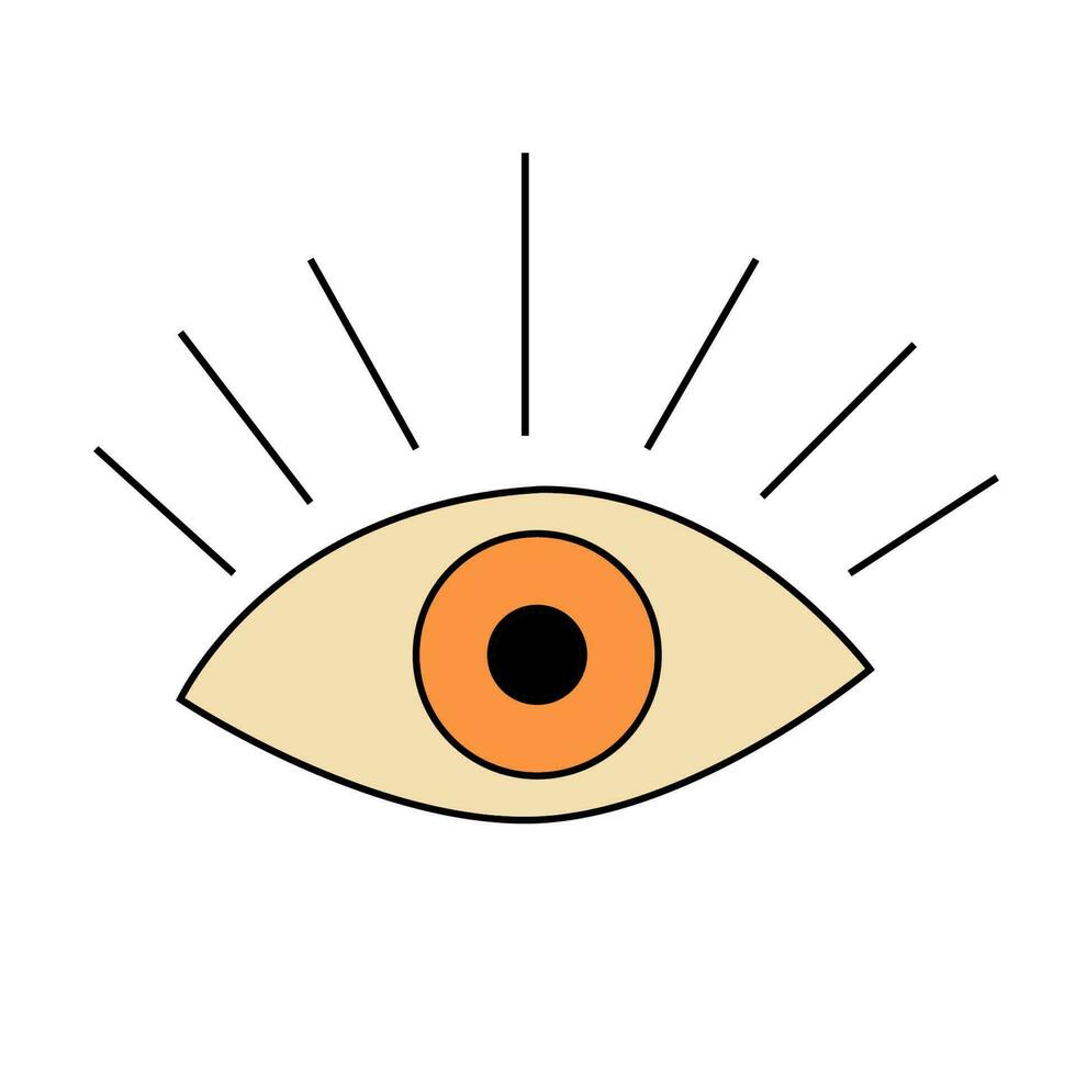 Surreal eye in trendy retro cartoon style. Flat vector illustration