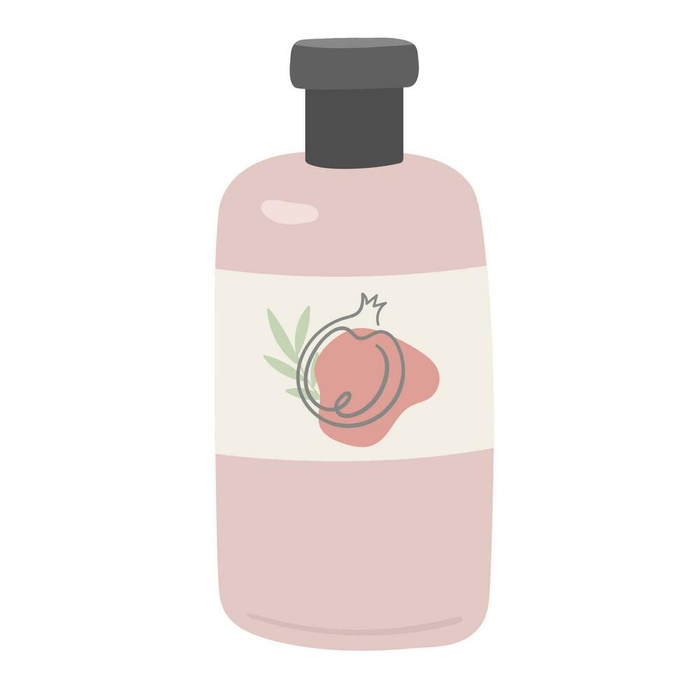 Shampoo bottle isolated on white background. Hand draw beauty hair care product. Organic cosmetic flat vector illustration.