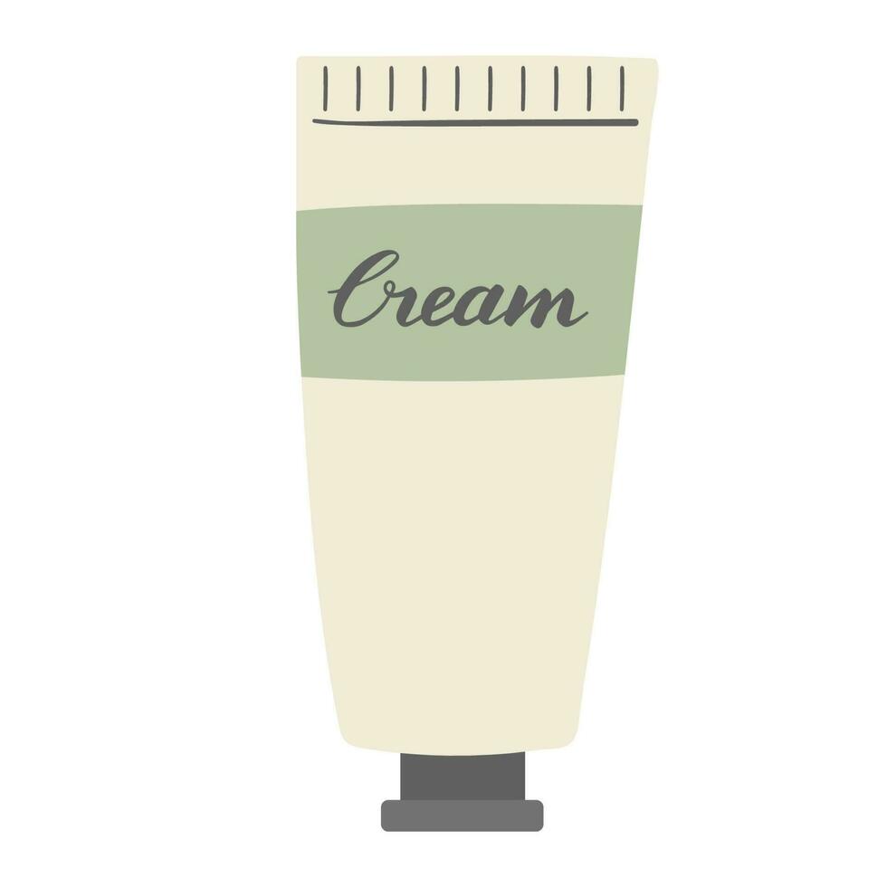 Cream tube isolated on white background. Hand drawn women's skin care cosmetic vector illustration.