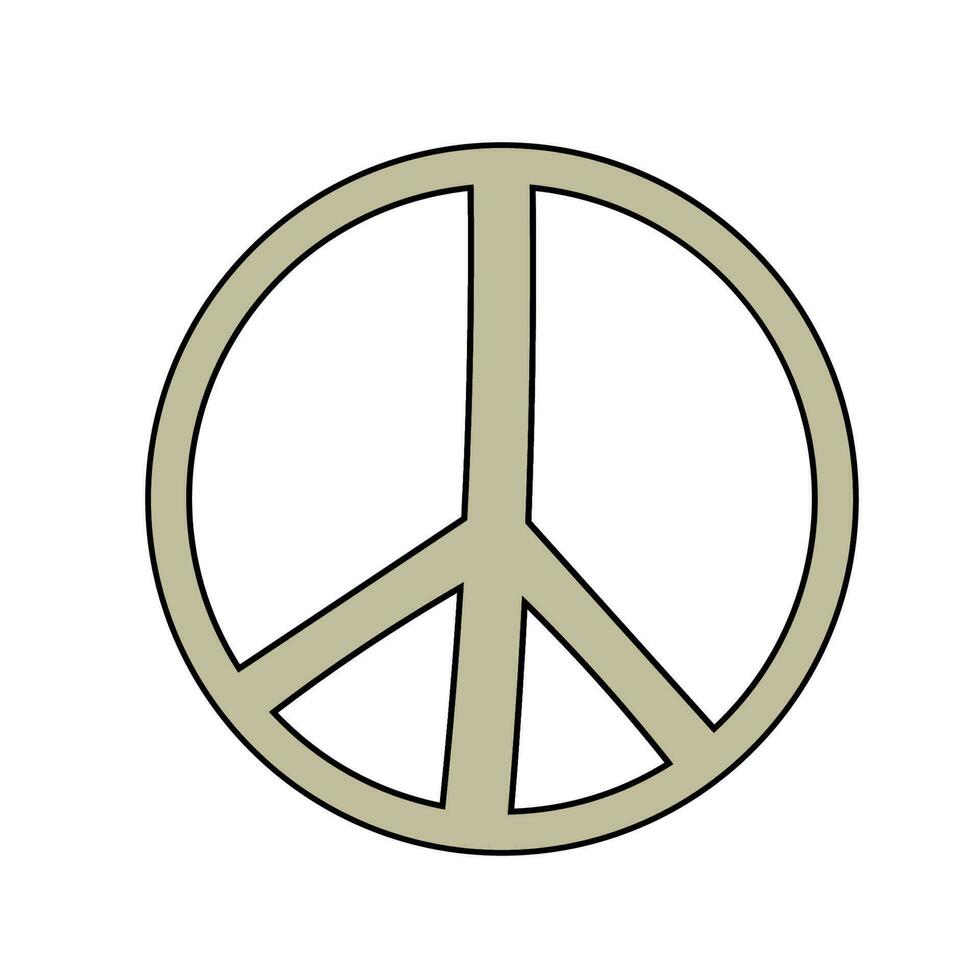 Hippie Peace Sign Groovy flat vector illustration. Retro 70s 60s. Pacifist symbol.