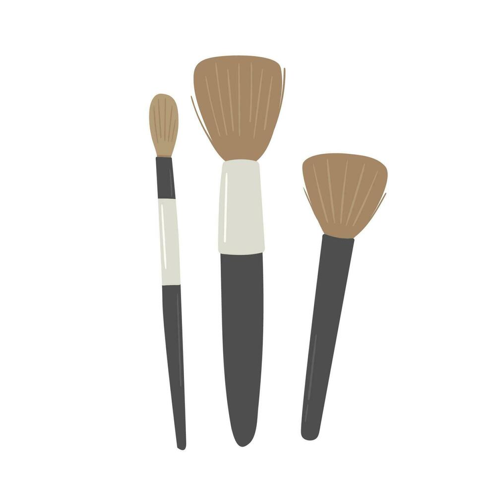 Set of professional makeup brushes. Fashion accessory for cosmetics vector illustration