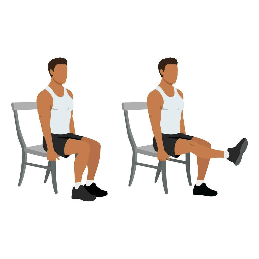 Man doing seated chair leg extensions vector