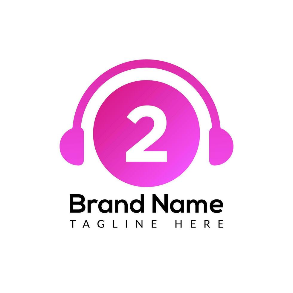 Headphone Template On 2 Letter.Music And Podcast Logo Design Headphone Concept vector