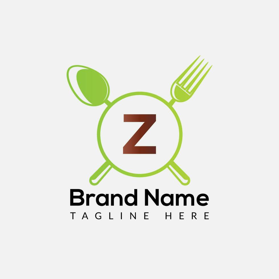 restaurante logo en letra z modelo. comida en z carta, inicial cocinero firmar concepto vector