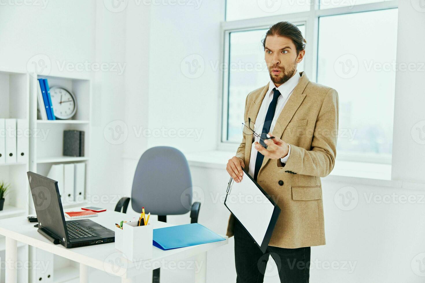 businessman holding a phone telephone office technologies photo