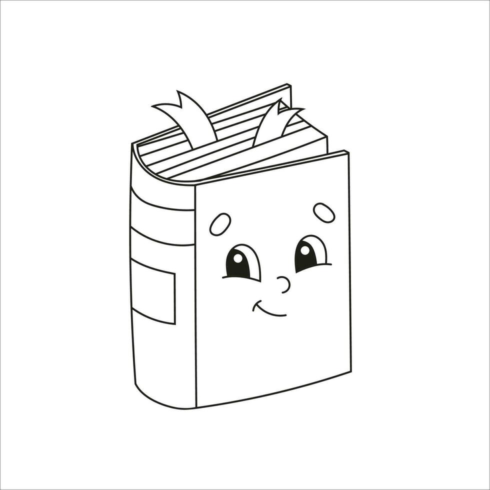 Vector de ilustración de dibujos animados de libro para colorear página.