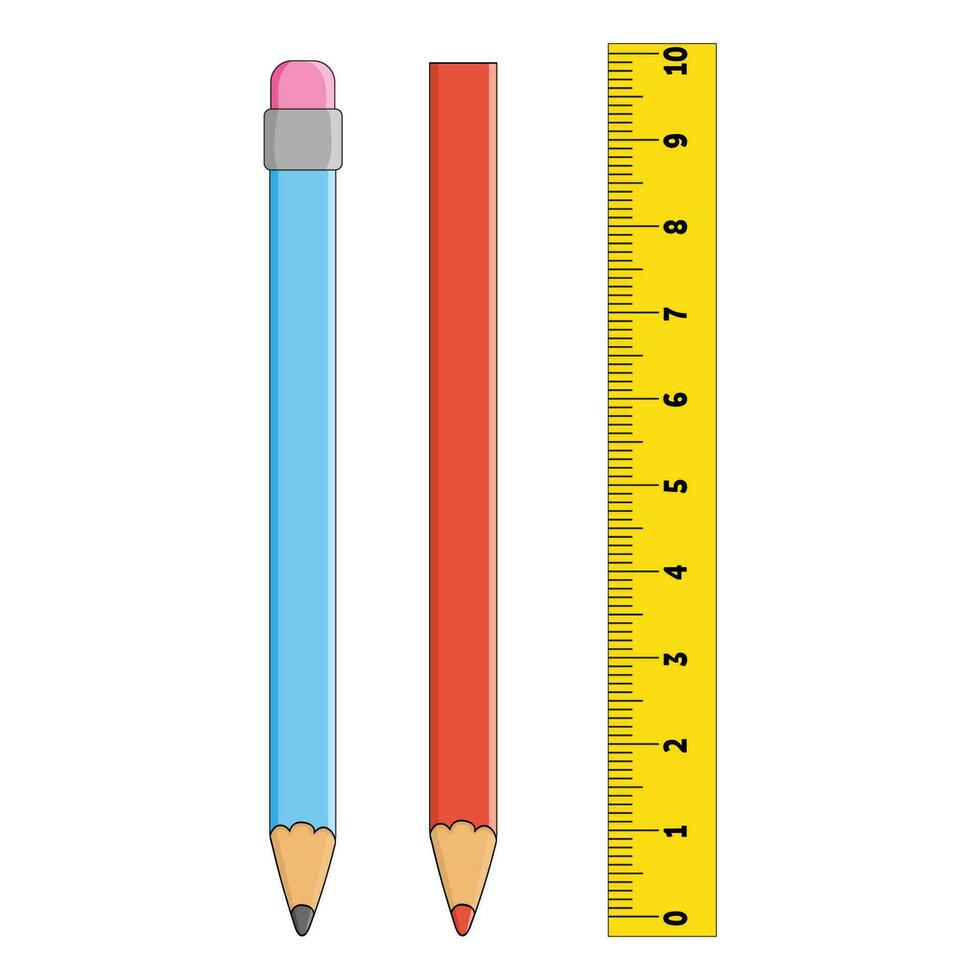 Wooden pencil with eraser. Design element. Vector illustration isolated on white background. Template for books, stickers, posters, cards, clothes.