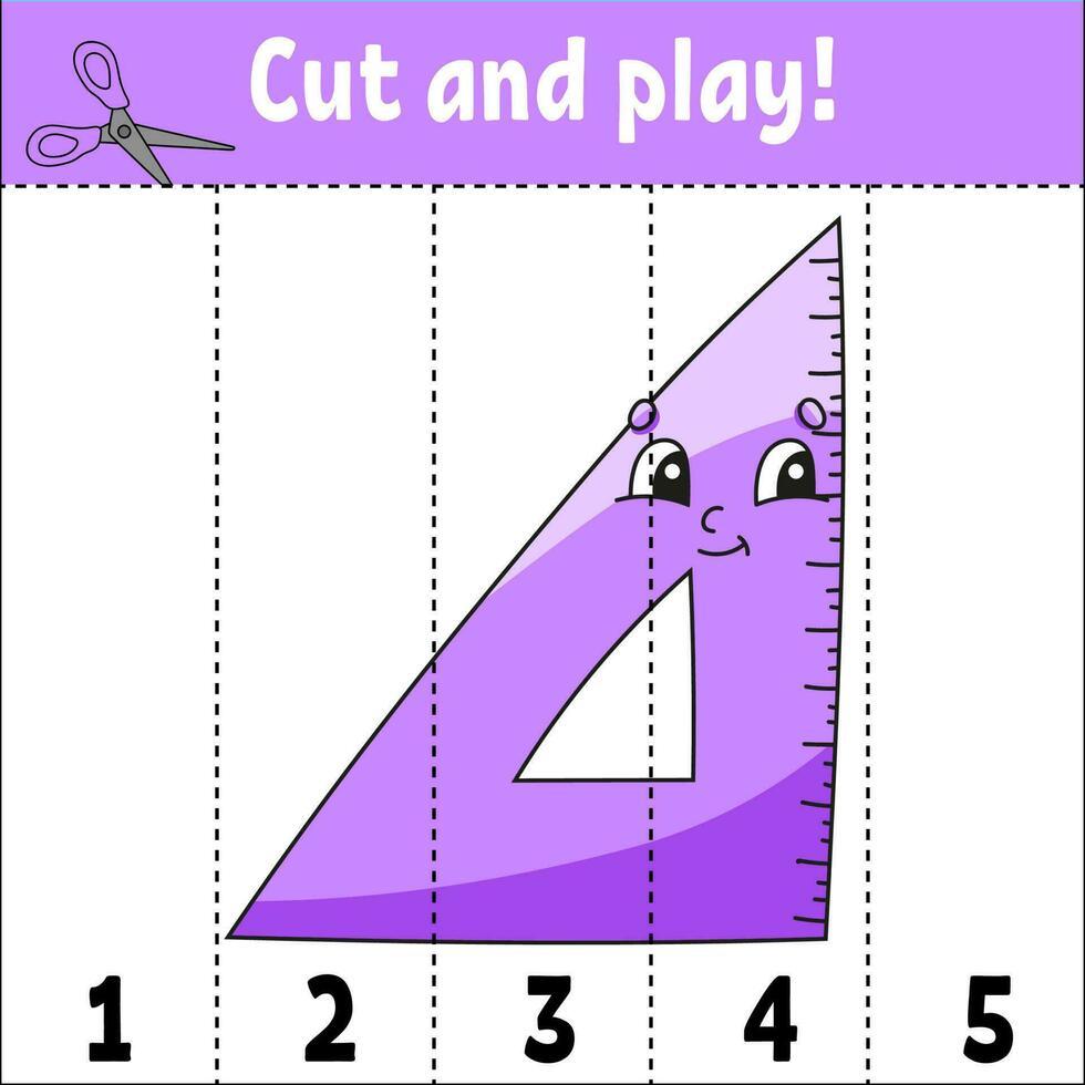 aprender los números del 1 al 5. cortar y jugar. hoja de trabajo de educación. juego para niños página de actividades de colores. rompecabezas para niños. acertijo para preescolar. estilo de dibujos animados ilustración vectorial vector