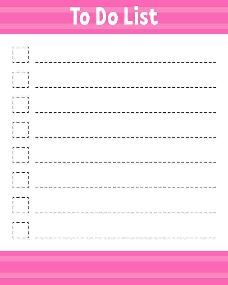 To do list. Printable template. Lined sheet. Handwriting paper. For diary, planner, checklist, wish list. Vector illustration.