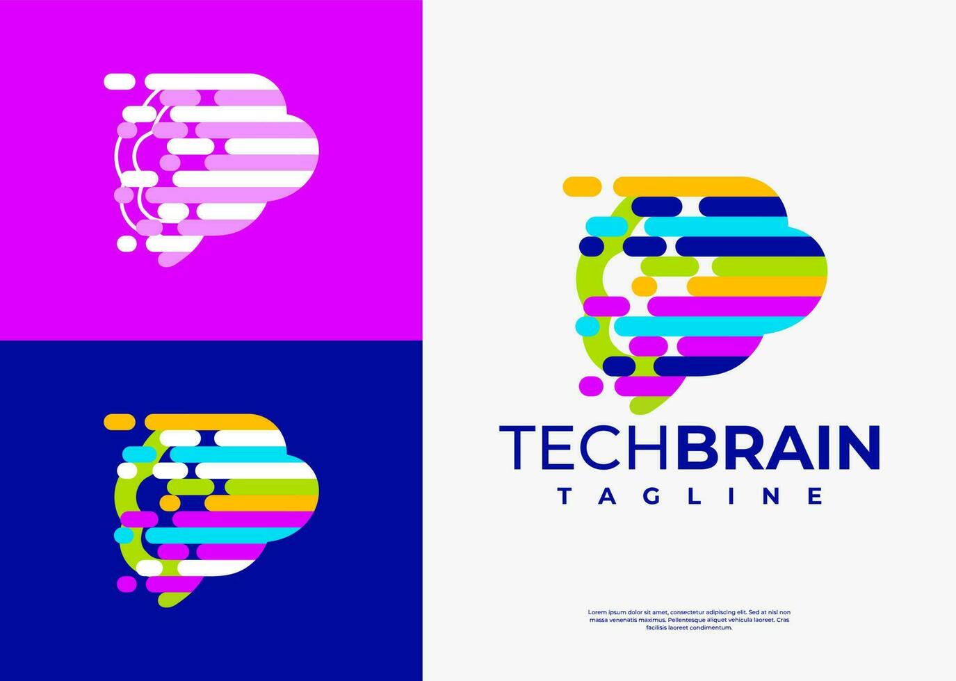 Modern technology brain logo design template. Abstract digital brain logo brand. vector