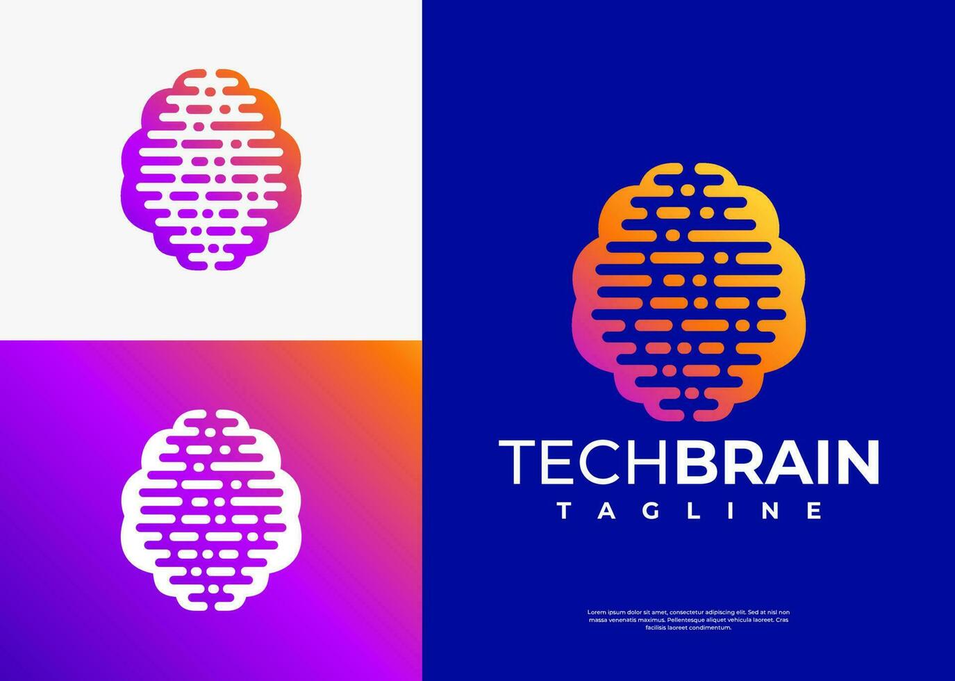 minimalista tecnología cerebro logo diseño. moderno línea humano cerebro logo marca. vector