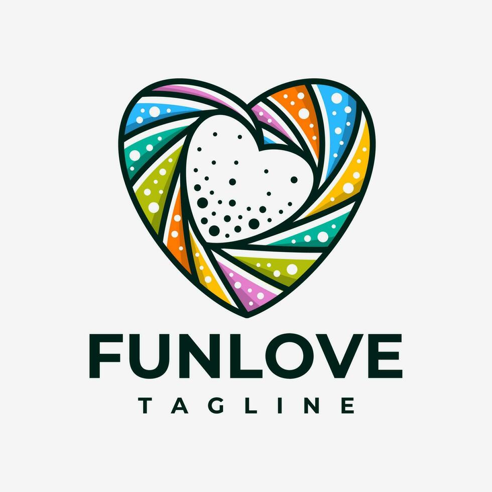 Colorful fun love heart logo design branding. Decorative abstract heart logo. vector