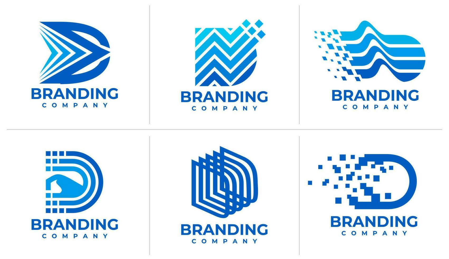 Pixel technology letter D logo design set. Modern digital initial D logo brand. vector