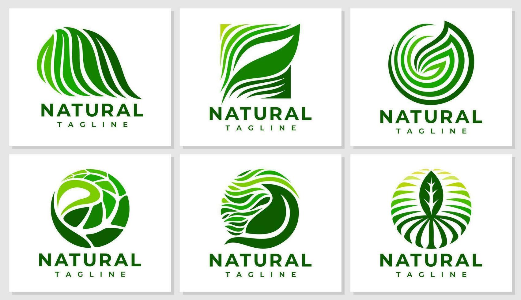 Colorful leaf plant logo design template set. Modern organic leaf logo branding. vector