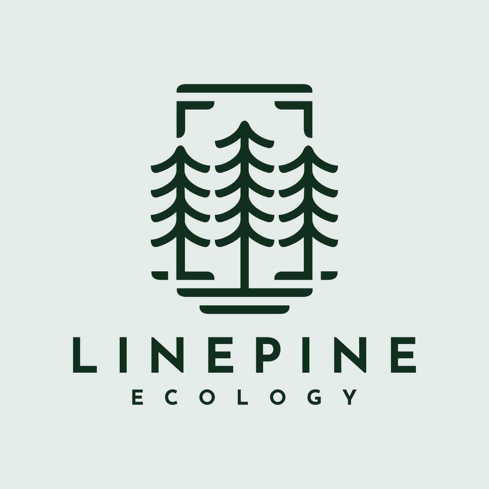 Luxury line pine tree logo branding. Modern cedar forest logo design template. vector