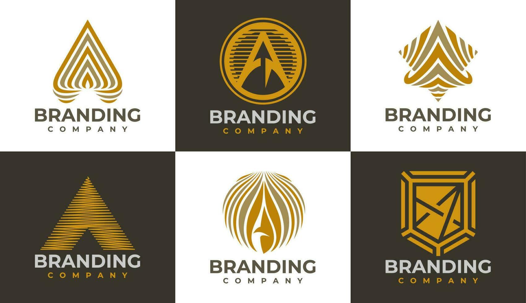 Luxury abstract letter A logo design set. Elegant business initial A logo brand. vector